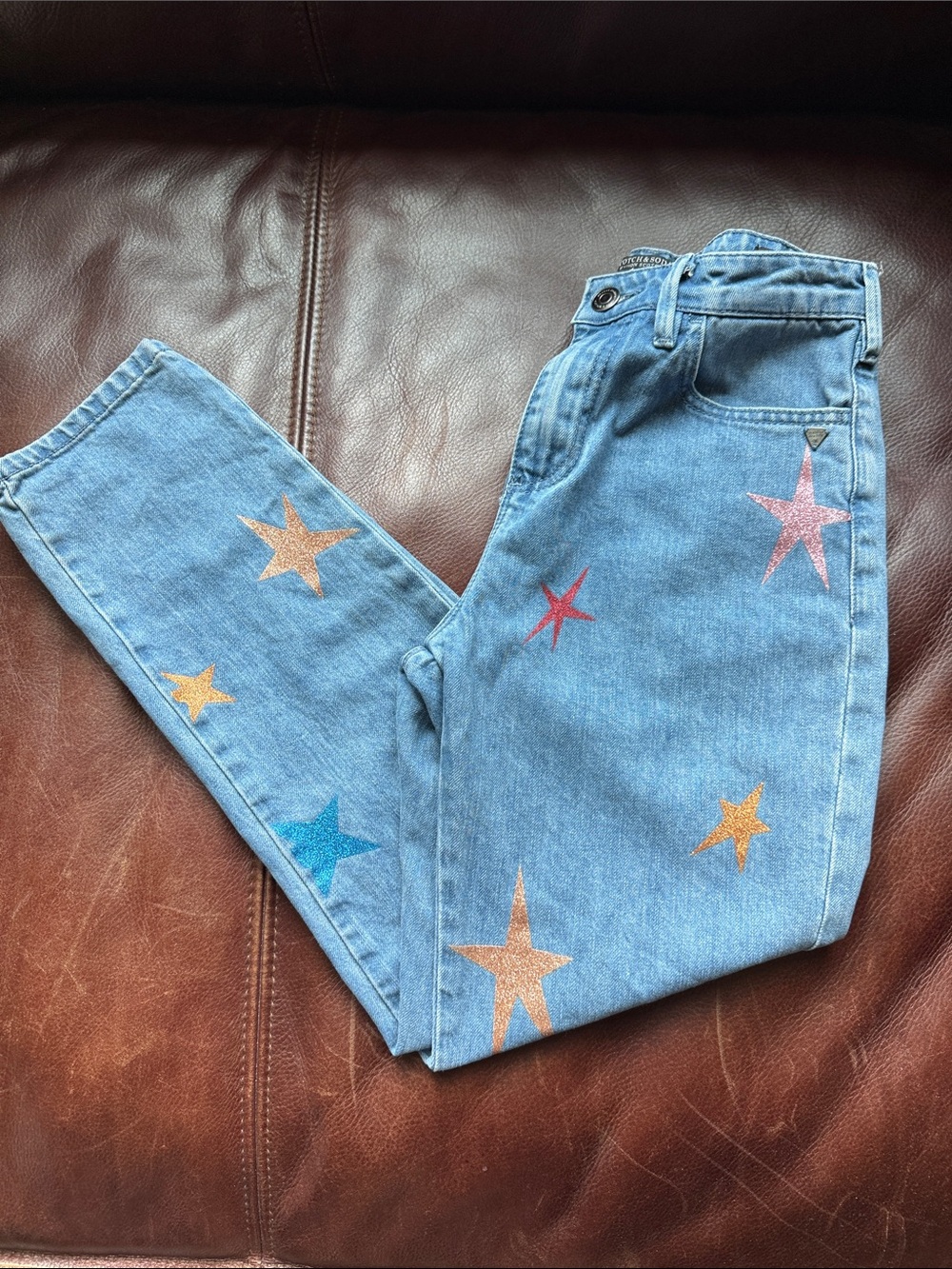 Scotch & Soda Light Blue Skinny Jeans with Multicolor Stars